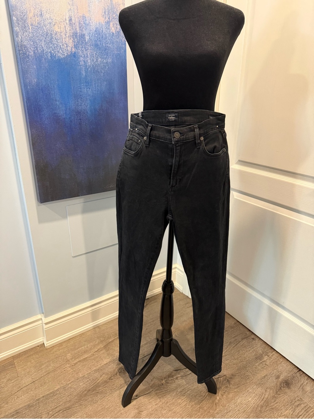 Citizens Of Humanity Slim Straight Black Jeans-High Rise Rocket